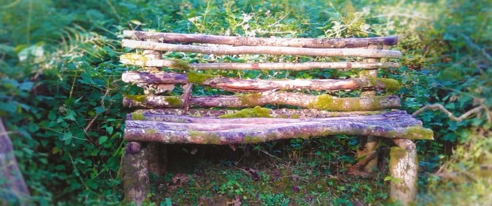 Bench made of logs