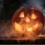 A pumpkin in eery Halloween smoke